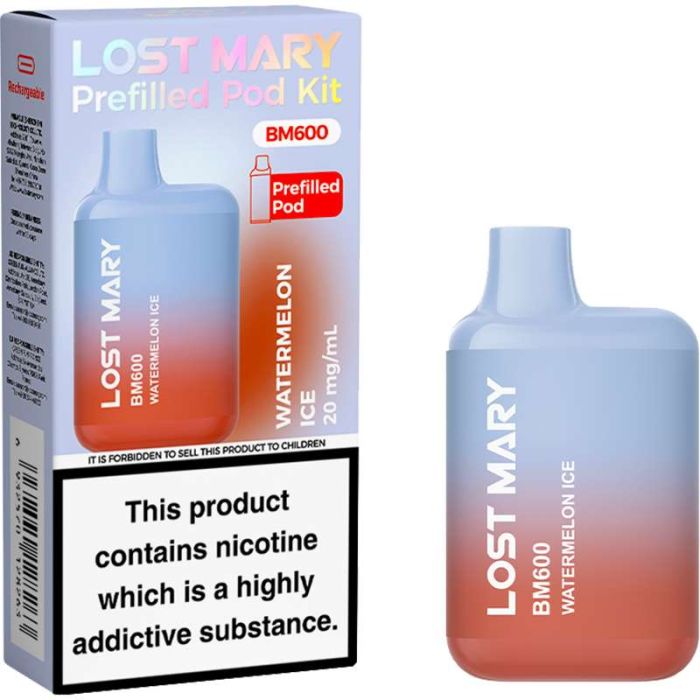 WATERMELON ICE - UK - LOST MARY - BM600 - REFILLABLE KIT - 10 Pack