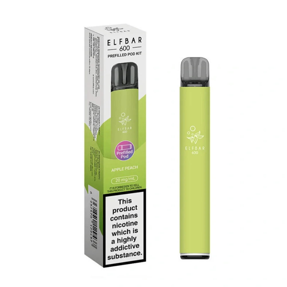 APPLE PEACH ELFBAR 600 REFILLABLE KIT UK - 10 Pack