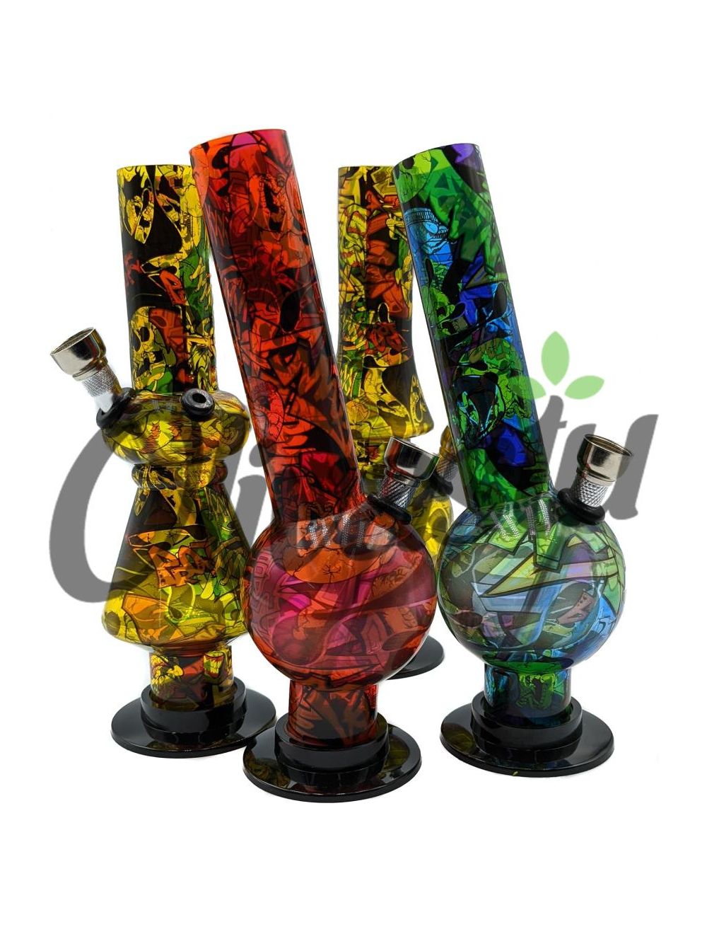 35cm Medium Bong Acrylic Bong Graffiti Style Pipe In Various Colours