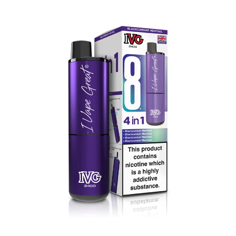 BLACKCURRANT MENTHOL 4 IN 1 IVG 2400 UK - 5 PACK