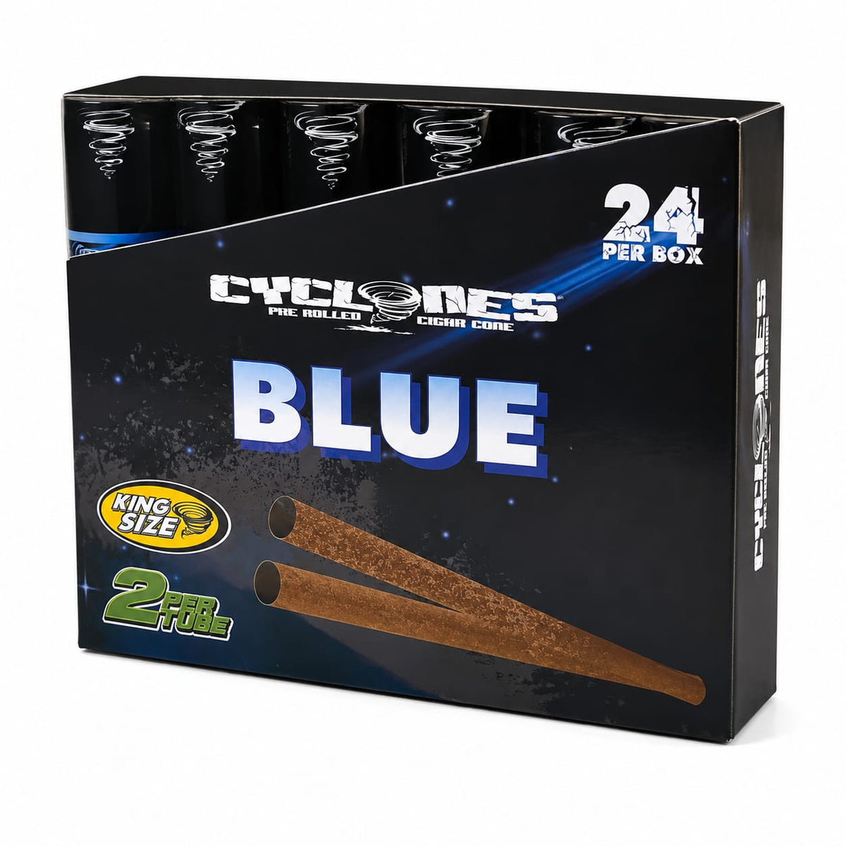 BLUE - KING SIZE - CONES - CYCLONES - 24 Pack