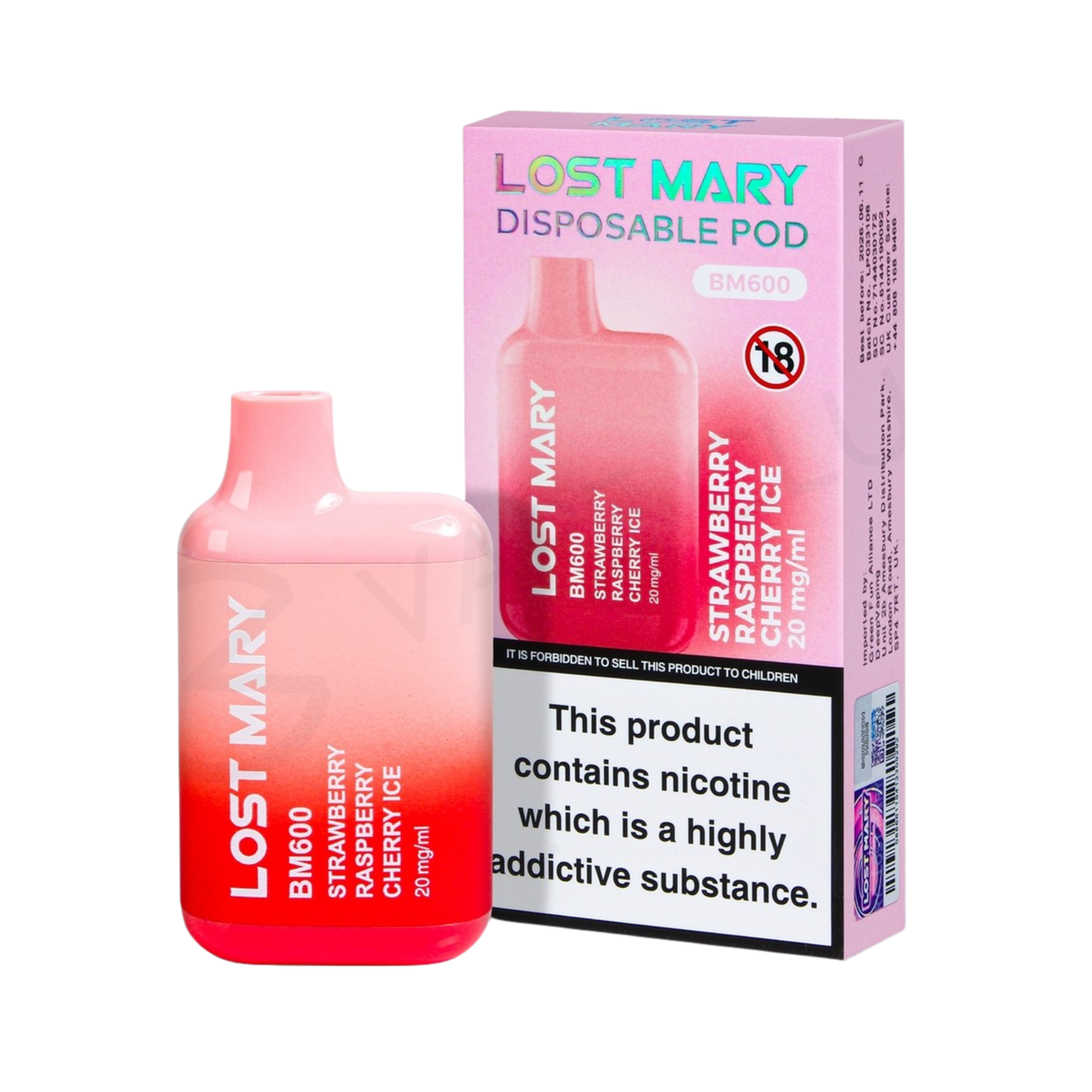 Lost Mary BM600 Strawberry Raspberry Cherry Ice