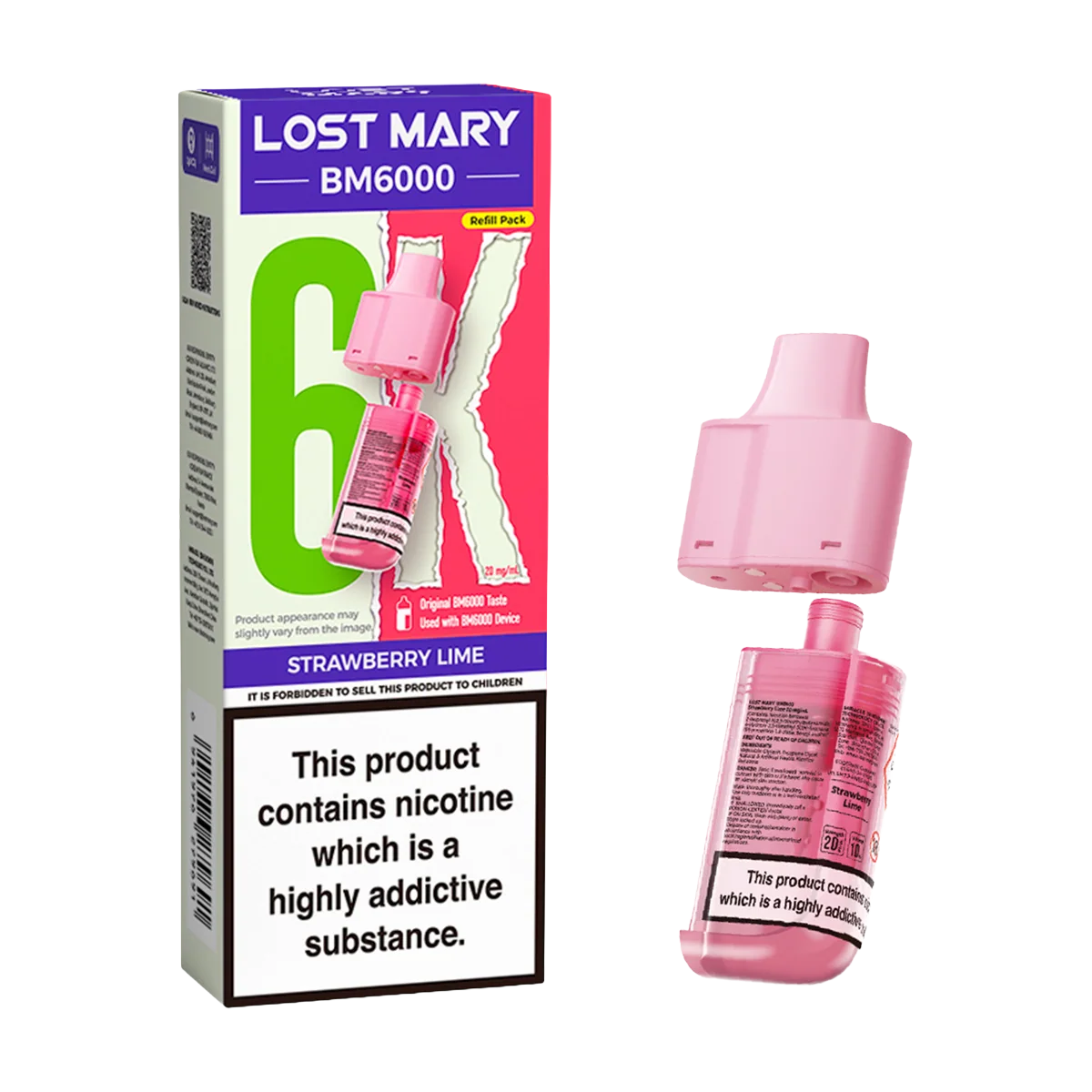 STRAWBERRY LIME UK BM6000 POD LOST MARY - 5 Pack