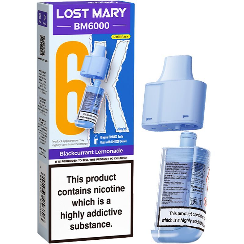 BLACKCURRANT LEMONADE UK BM6000 POD LOST MARY - 5 Pack