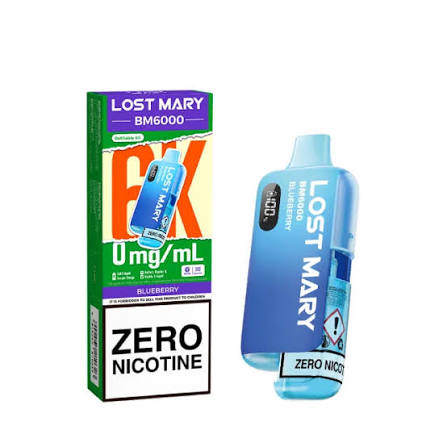 BLUEBERRY ZERO NICOTINE - UK - LOST MARY - BM6000 - REFILLABLE KIT - 5 Pack