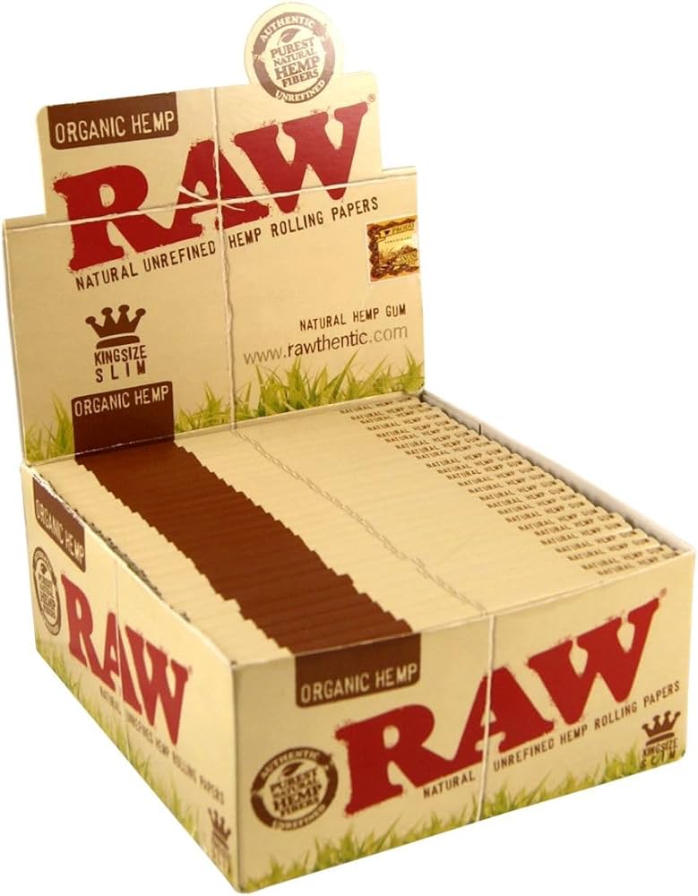 KING SIZE SLIM - ORGANIC HEMP - ROLLING PAPER - RAW - 50 Pack
