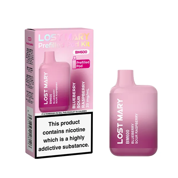BLUEBERRY SOUR RASPBERRY - UK - LOST MARY - BM600 - REFILLABLE KIT - 10 Pack
