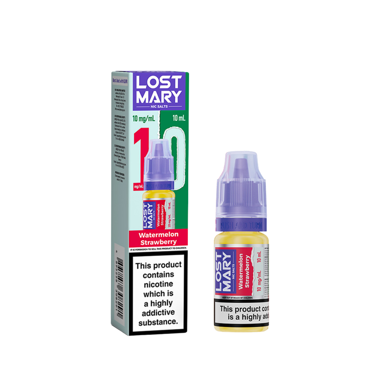 WATERMELON STRAWBERRY 10mg LOST MARY LIQUID - 10 PACK