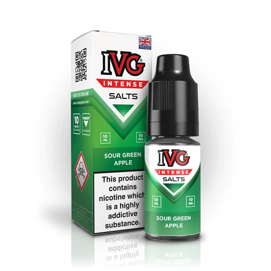 SOUR GREEN APPLE - UK - IVG INTENSE - 10mg LIQUID - 10 PACK