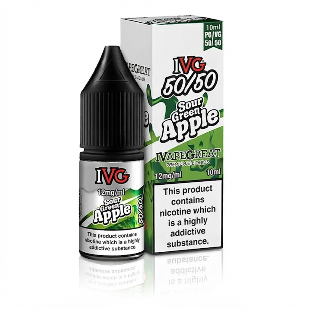 SOUR GREEN APPLE - IE - IVG 50/50 - 12mg LIQUID - 10 PACK