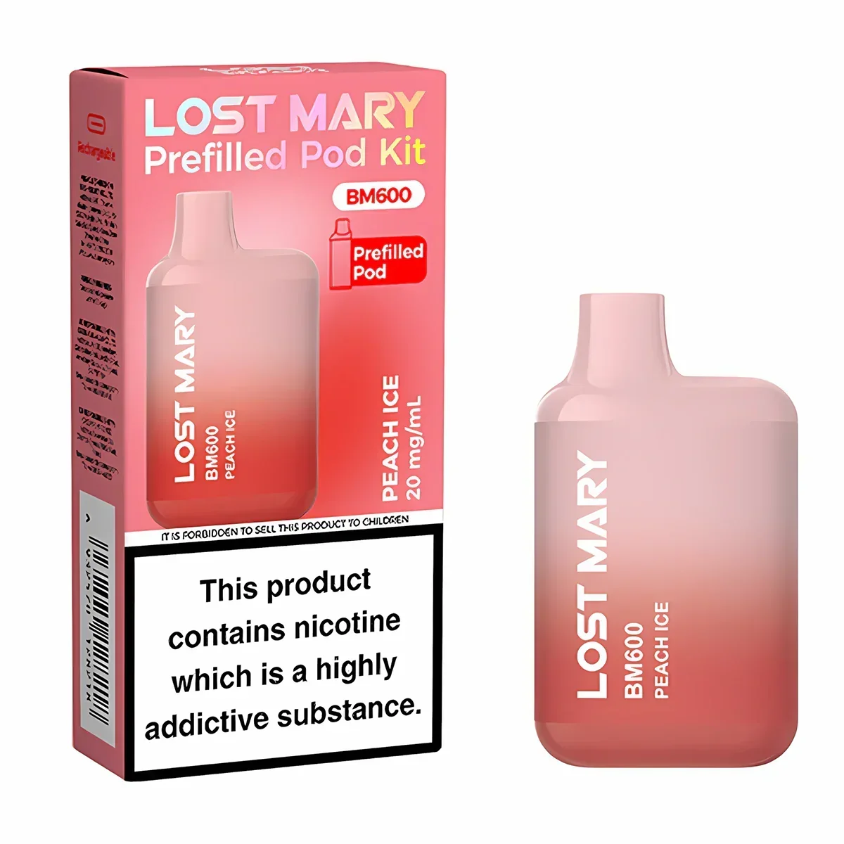 PEACH ICE - UK - LOST MARY - BM600 - REFILLABLE KIT - 10 Pack