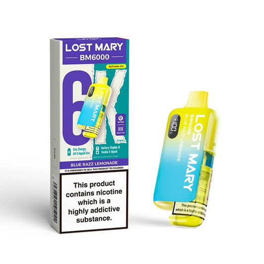 BLUE RAZZ LEMONADE - UK - LOST MARY - BM6000 - REFILLABLE KIT - 5 Pack
