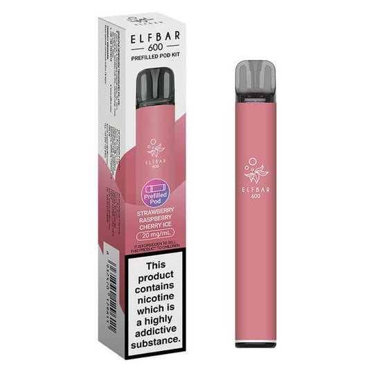 STRAWBERRY RASPBERRY CHERRY ELFBAR 600 DISPOSABLE UK - 10 Pack