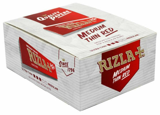 MEDIUM THIN RED - KING SIZE - RIZLA+ - 25 Packs