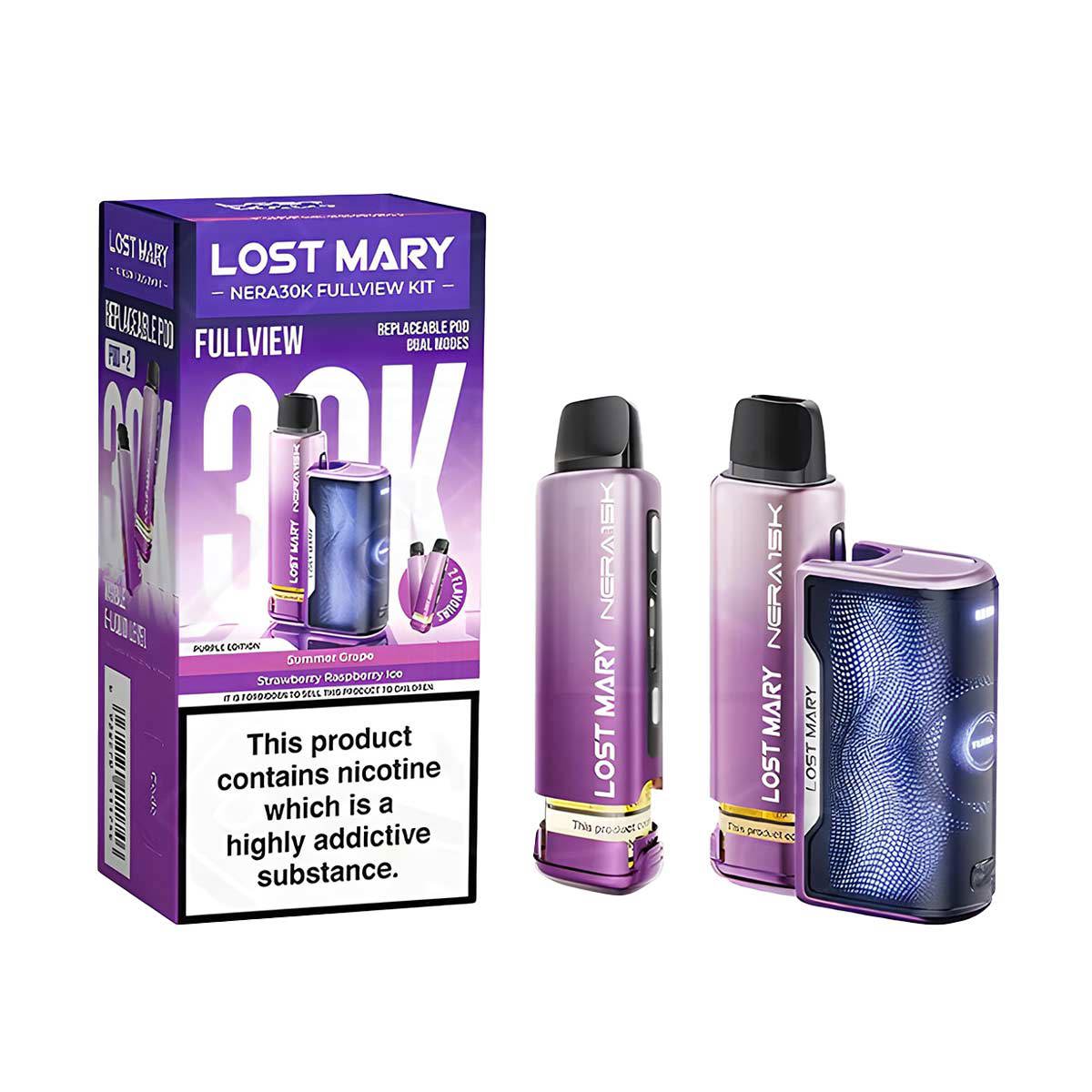 SUMMER GRAPE - STRAWBERRY RASPBERRY ICE - UK - LOST MARY - NERA 30K - KIT - 5 Pack