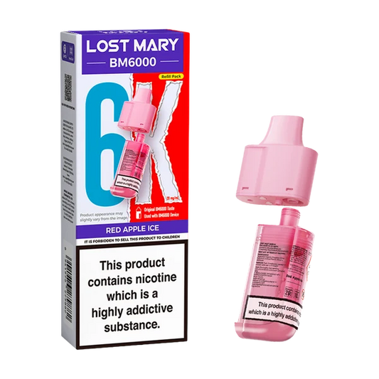 RED APPLE ICE UK BM6000 POD LOST MARY - 5 Pack