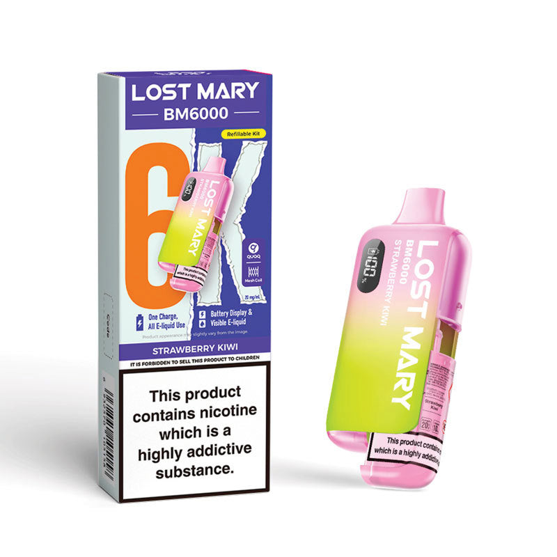 STRAWBERRY KIWI - UK - LOST MARY - BM6000 - REFILLABLE KIT - 5 Pack