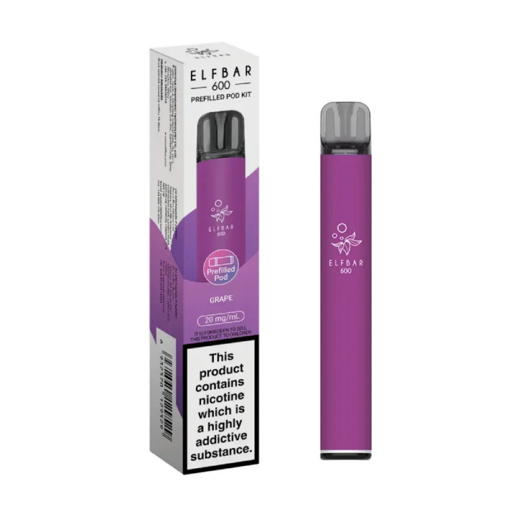 GRAPE ELFBAR 600 REFILLABLE KIT UK - 10 Pack