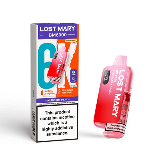 RASPBERRY PEACH - UK - LOST MARY - BM6000 - DISPOSABLE - 5 Pack
