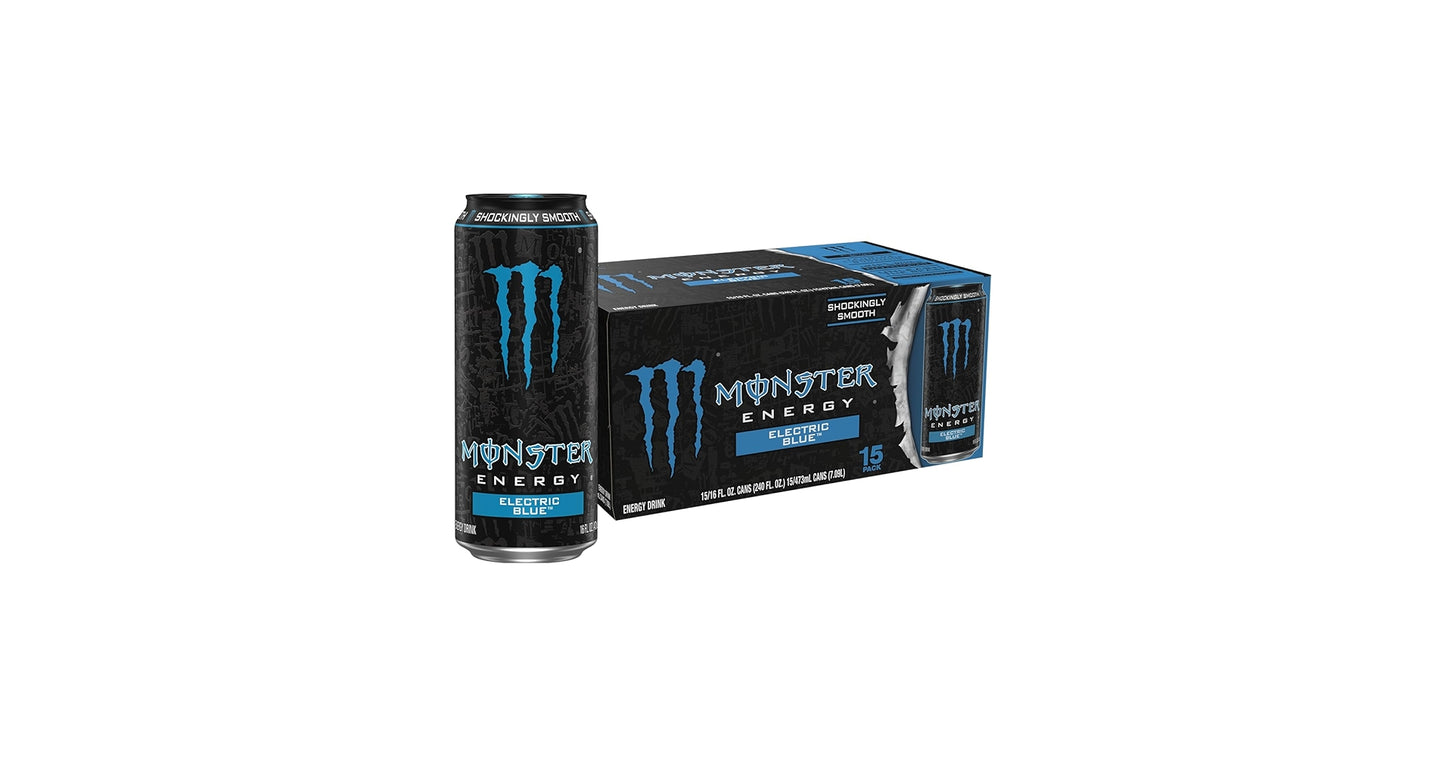 Monster Energy Electric Blue Energy Drink - Shockingly Smooth, 16 fl oz Can