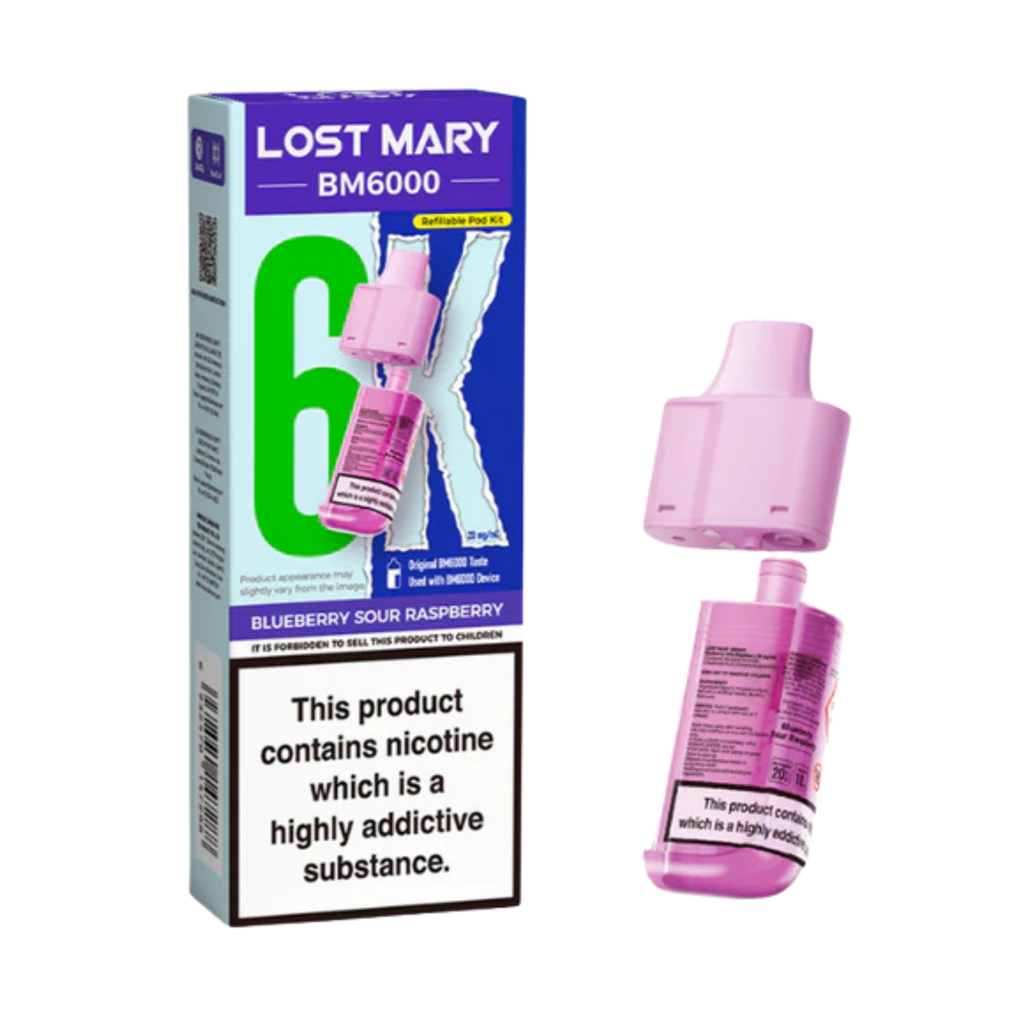 BM6000 Refill Pod Blueberry Sour Raspberry (Pack of 5)