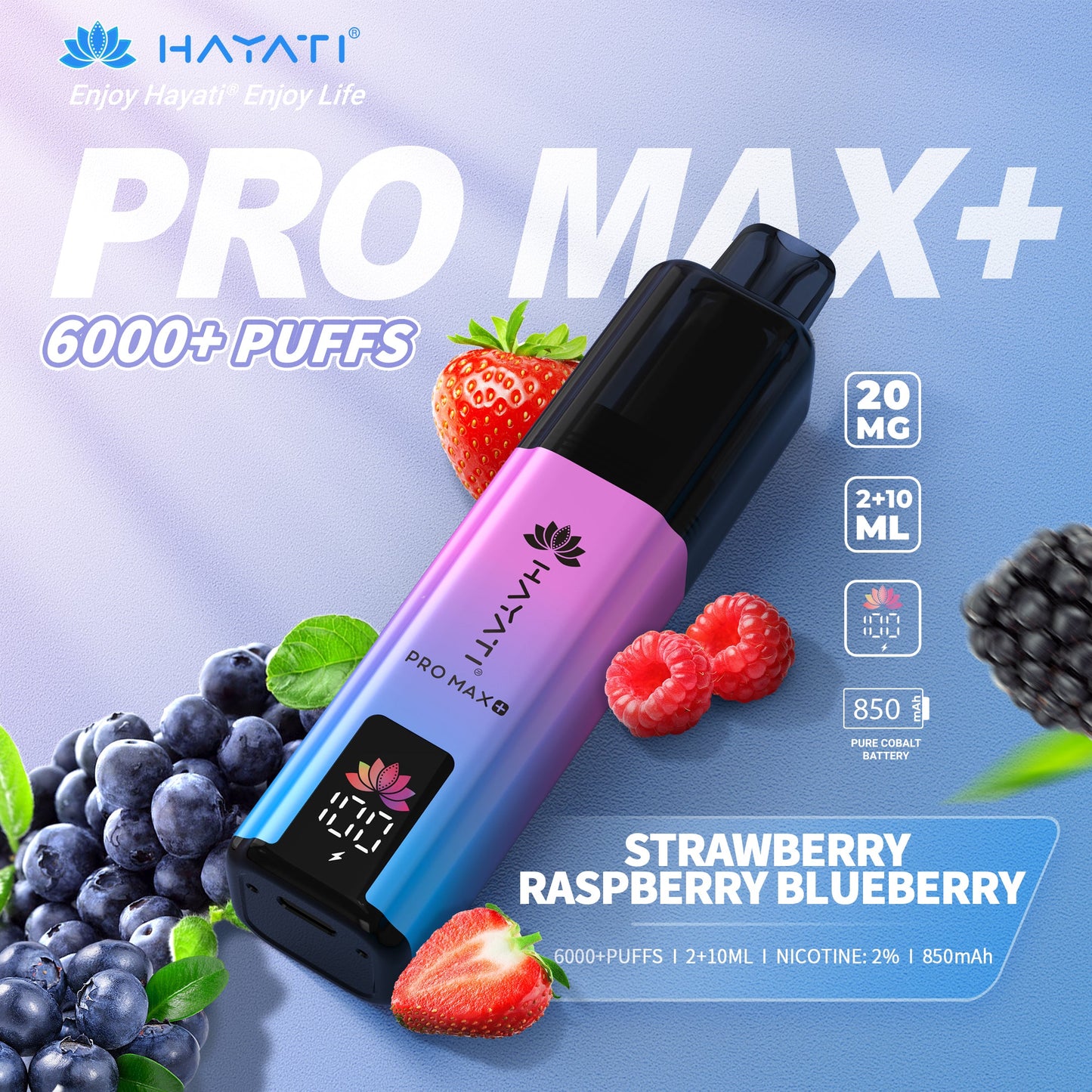 Hayati Pro Max+ 6000 Strawberry Raspberry Blueberry