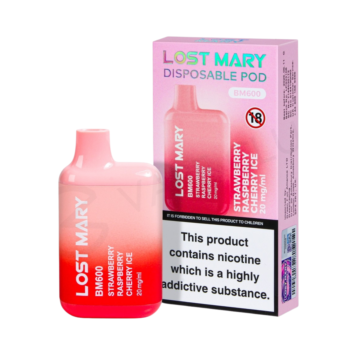 Lost Mary BM600 Strawberry Raspberry Cherry Ice