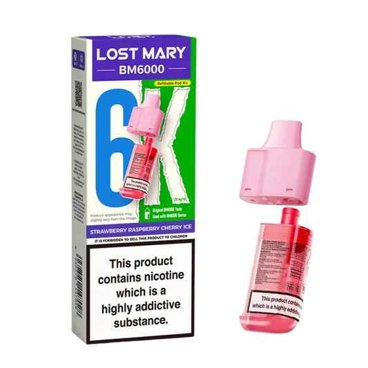 BM6000 Refill Pod Strawberry Raspberry Cherry ice (Pack of 5)