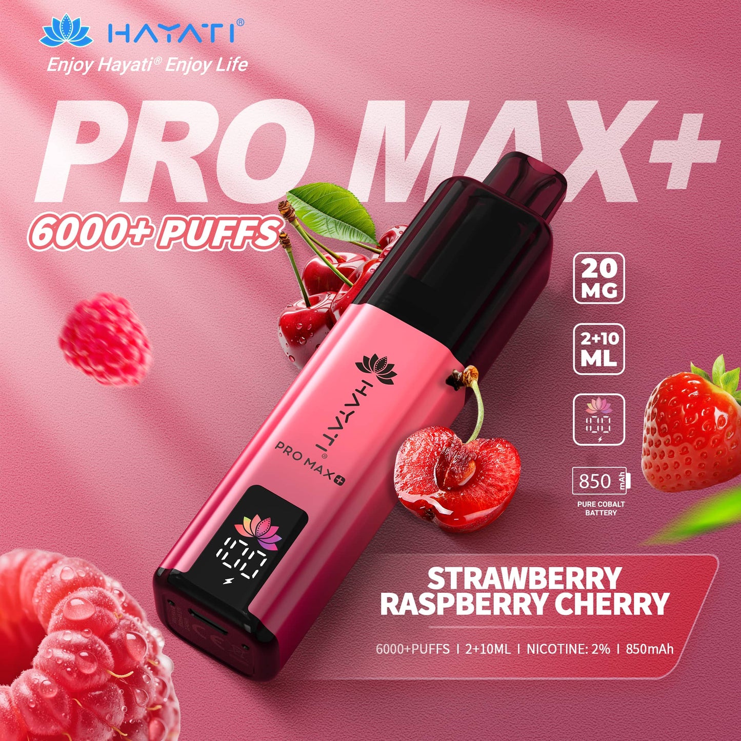 Hayati Pro Max+ 6000 Strawberry Raspberry Cherry