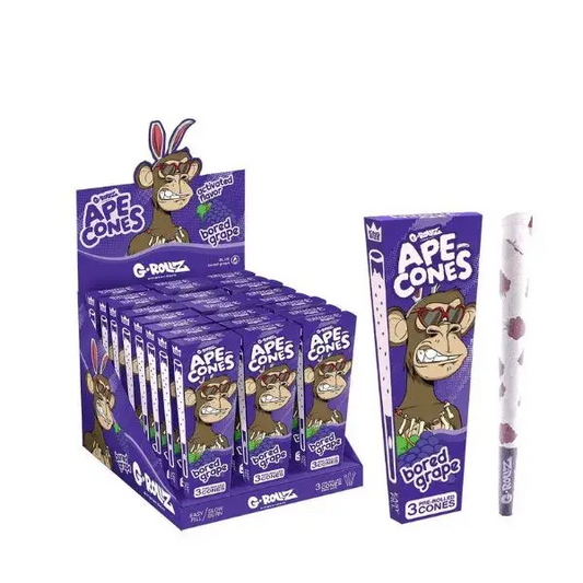 BORED GRAPE - 3 PRE ROLLED CONES - KING SIZE - G-ROLLZ - 24 Pack