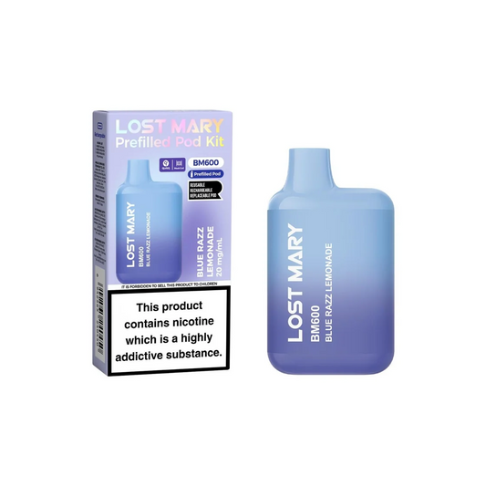 BLUE RAZZ LEMONADE - UK - LOST MARY - BM600 - REFILLABLE KIT - 10 Pack