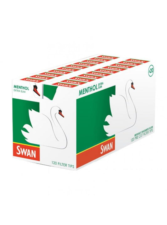 MENTHOL EXTRA SLIM - PRE CUT FILTER TIPS - SWAN - 120 Pack