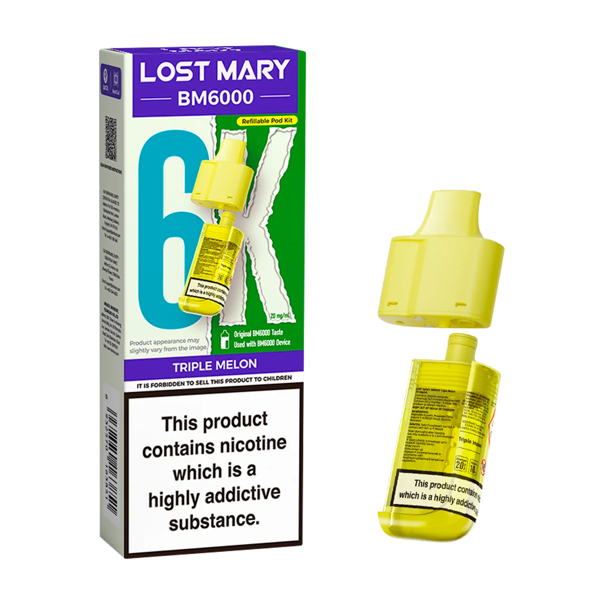 TRIPLE MELON UK BM6000 POD LOST MARY - 5 Pack