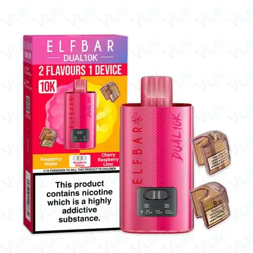 RASPBERRY EDITION - UK - ELFBAR DUAL 10K - REFILLABLE KIT - 5 Pack