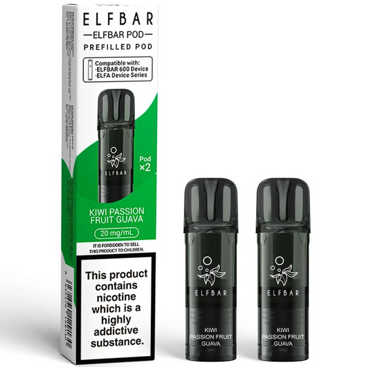 KIWI PASSIONFRUIT GUAVA - UK - ELFBAR - 600 -PREFILLED PODS - 10 Pack