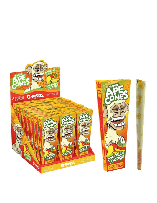MONKEY MANGO - 3 PRE ROLLED CONES - KING SIZE - G-ROLLZ - 24 Pack
