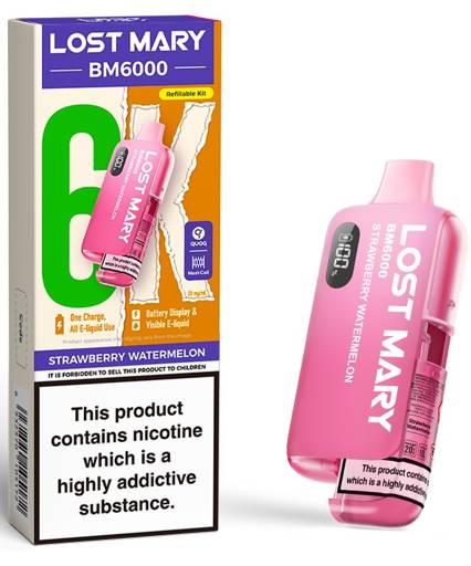 STRAWBERRY WATERMELON - UK - LOST MARY - BM6000 - REFILLABLE KIT - 5 Pack
