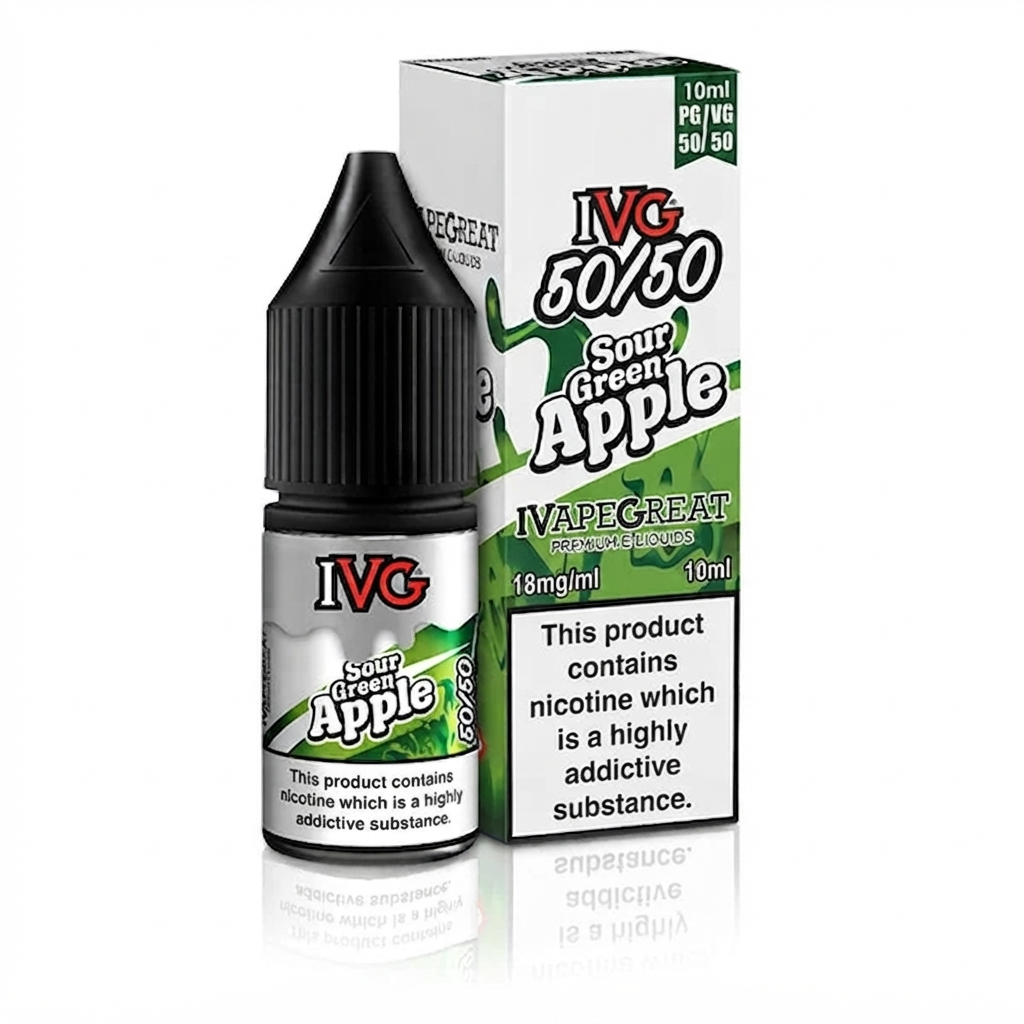 SOUR GREEN APPLE - IE - IVG 50/50 - 18mg LIQUID - 10 PACK