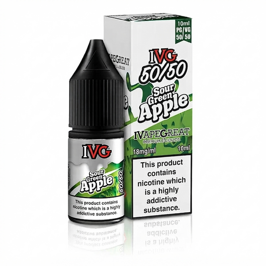 SOUR GREEN APPLE - IE - IVG 50/50 - 18mg LIQUID - 10 PACK