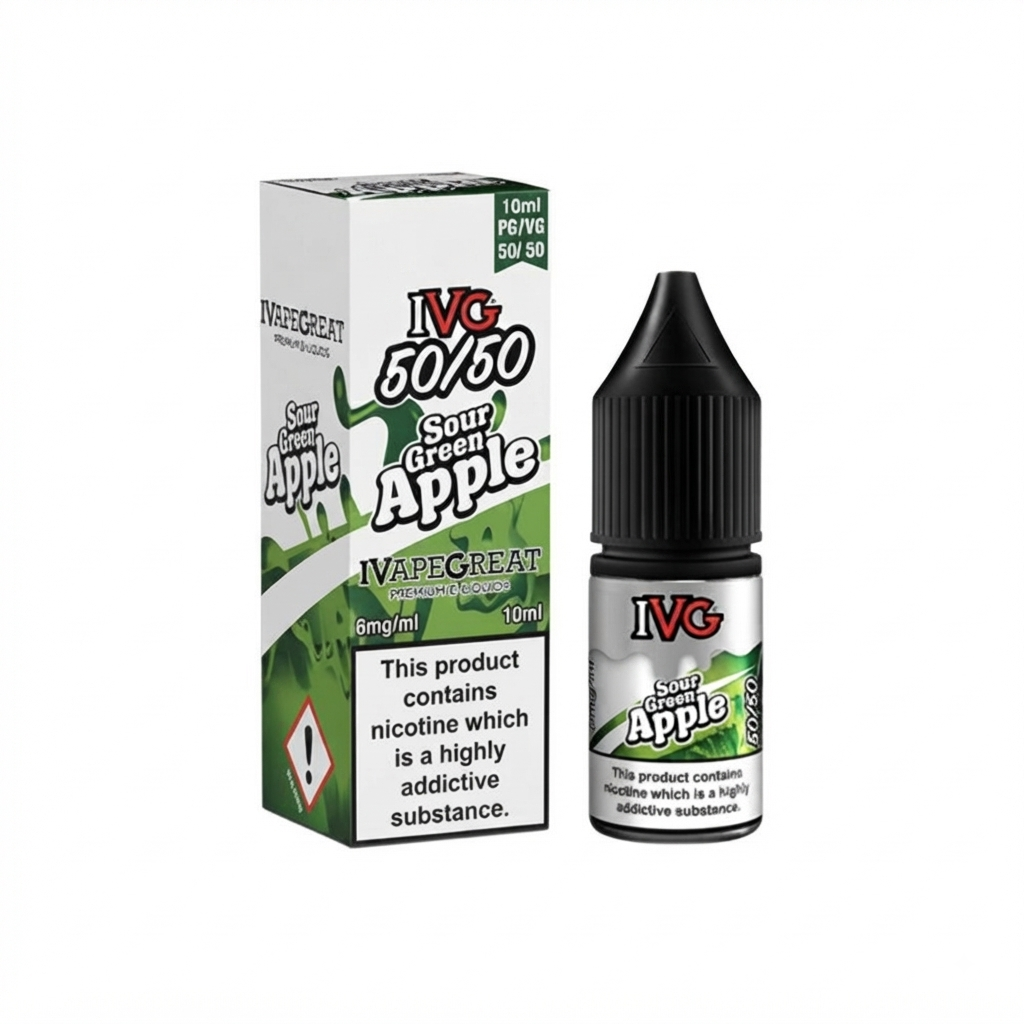 SOUR GREEN APPLE - IE - IVG 50/50 - 6mg LIQUID - 10 PACK