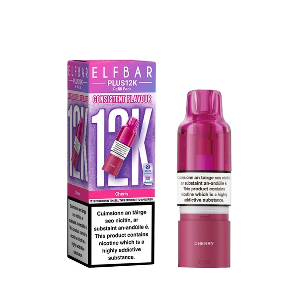 CHERRY - IE - ELFBAR - PLUS 12K - REPLACEABLE & REFILLABLE PODS - 5 PACK -