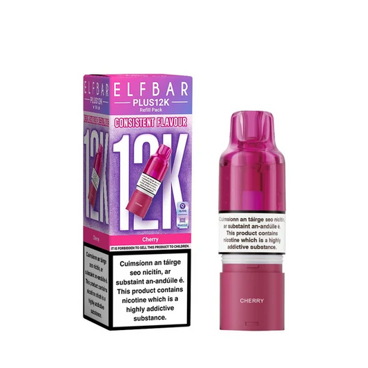 CHERRY - IE - ELFBAR - PLUS 12K - REPLACEABLE & REFILLABLE PODS - 5 PACK -