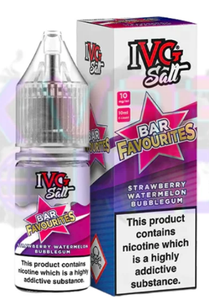 STRAWBERRY WATERMELON BUBBLEGUM - UK - IVG SALT - 10mg LIQUID - 10 PACK