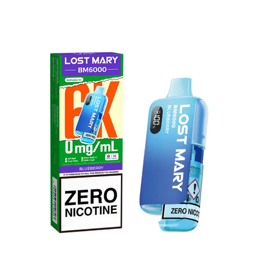 BLUEBERRY ZERO NICOTINE - UK - LOST MARY - BM6000 - REFILLABLE KIT - 5 Pack