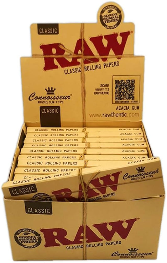 CONNOSSEUR - KING SIZE SLIM + TIPS - RAW - 24 Pack
