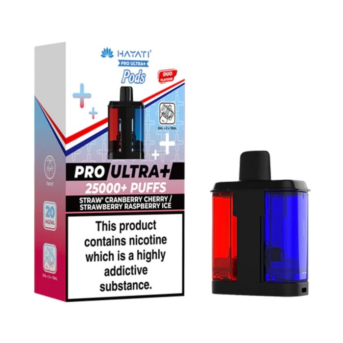 STRAWBERRY CRANBERRY CHERRY / STRAWBERRY RASPBERRY ICE - UK - HAYATI 25000 - POD - 5 Pack