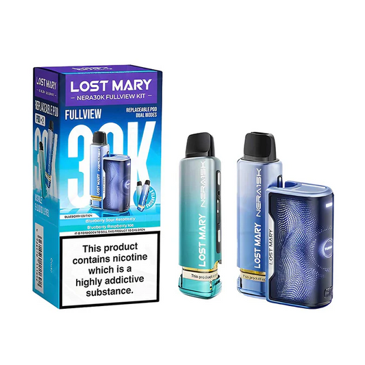 BLUEBERRY SOUR RASPBERRY - BLUEBERRY RASPBERRY ICE  - UK - LOST MARY - NERA 30K - KIT - 5 Pack