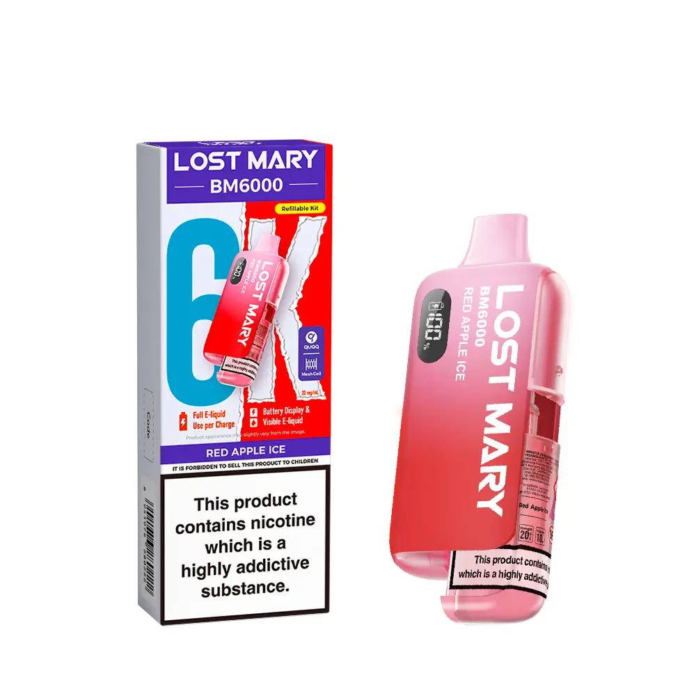 RED APPLE ICE - UK - LOST MARY - BM6000 - REFILLABLE KIT - 5 Pack