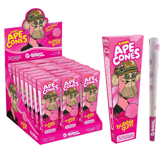 BUBBLE GUM - 3 PRE ROLLED CONES - KING SIZE - G-ROLLZ - 24 Pack