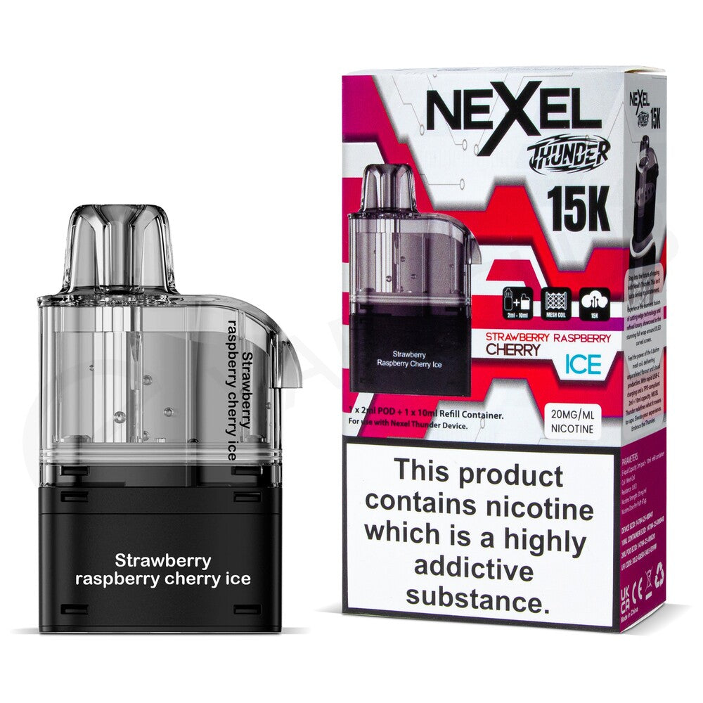STRAWBERRY RASPBERRY CHERRY ICE - UK - NEXEL THUNDER - 15K - POD - 5 Pack